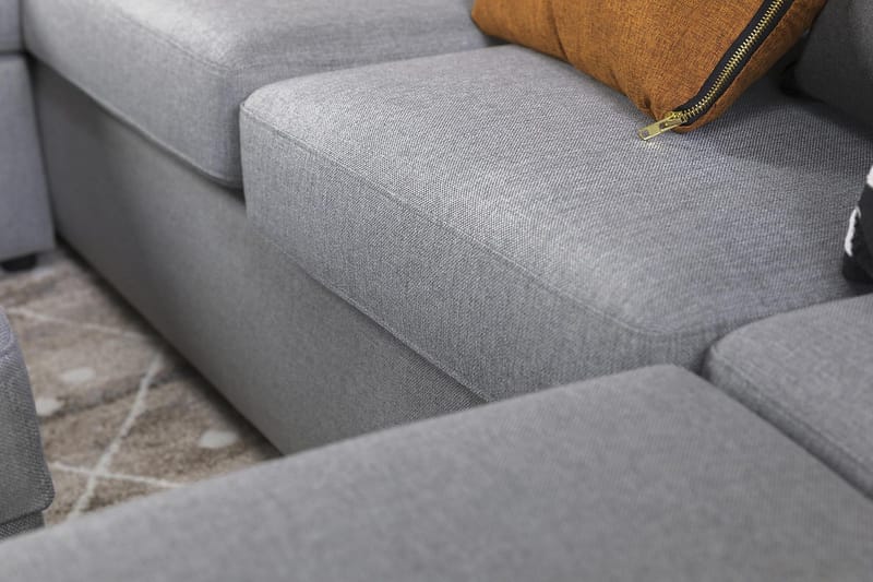 Crazy 5-personers Venstrevendt U-formet Hjørnesofa med Chaiselong i Stof - Grå - Møbler - Sofaer - Hjørnesofa