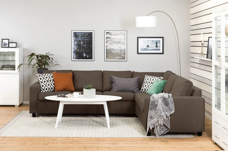 Crazy 5-personers Vendbar L-formet Large Hjørnesofa i Stof - Brun - Møbler - Sofaer - Hjørnesofa