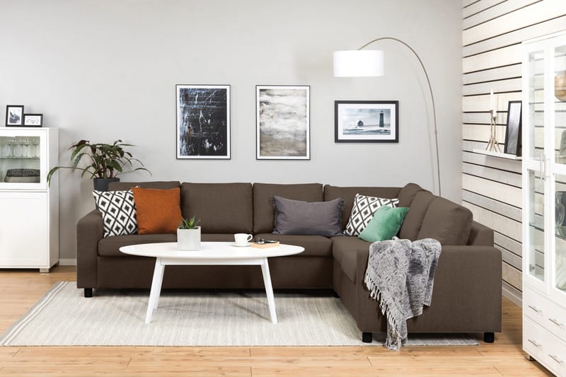 Crazy 5-personers Vendbar L-formet Large Hjørnesofa i Stof - Brun - Møbler - Sofaer - Hjørnesofa