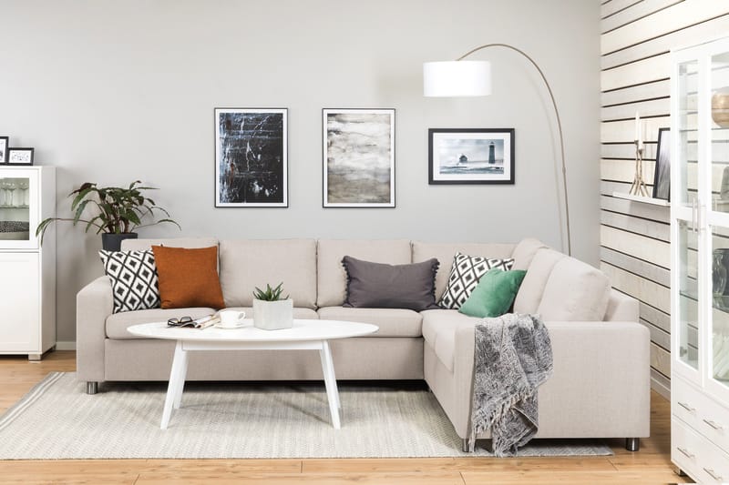 Crazy 5-personers Vendbar L-formet Large Hjørnesofa i Stof - Beige - Møbler - Sofaer - Hjørnesofa