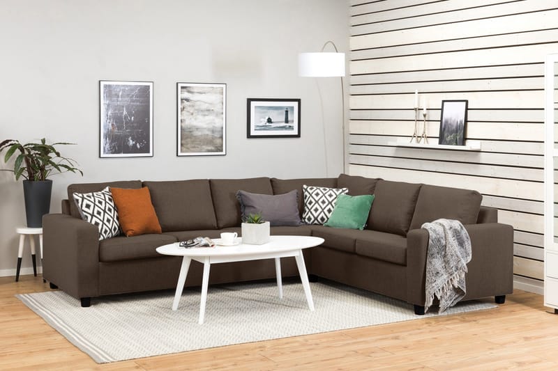Crazy 5-personers Vendbar L-formet Large Hjørnesofa i Stof - Brun - Møbler - Sofaer - Hjørnesofa
