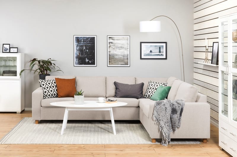 Crazy 5-personers Vendbar L-formet Large Hjørnesofa i Stof - Beige - Møbler - Sofaer - Hjørnesofa