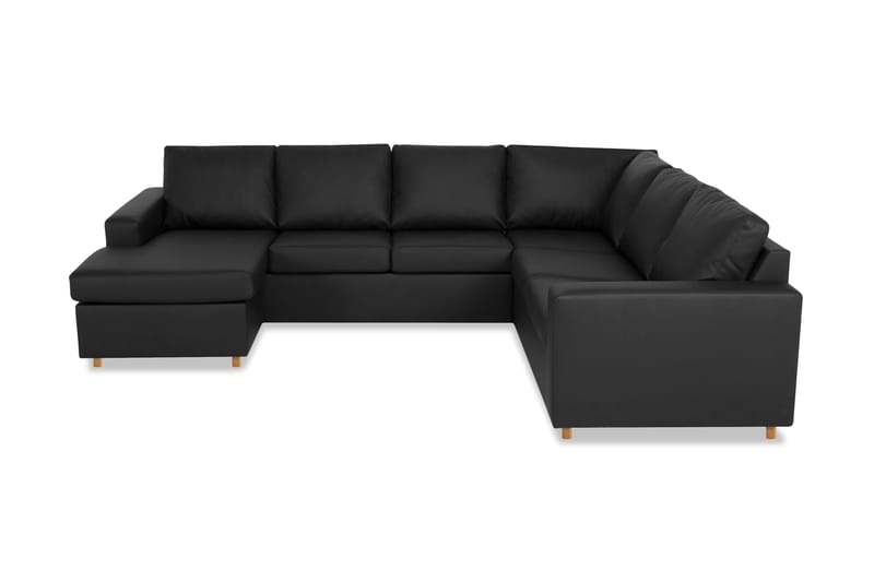 Crazy 5-personers Venstrevendt U-formet Hjørnesofa med Chaiselong i Kunstlæder - Sort - Møbler - Sofaer - Hjørnesofa - Hjørnesofa med chaiselong