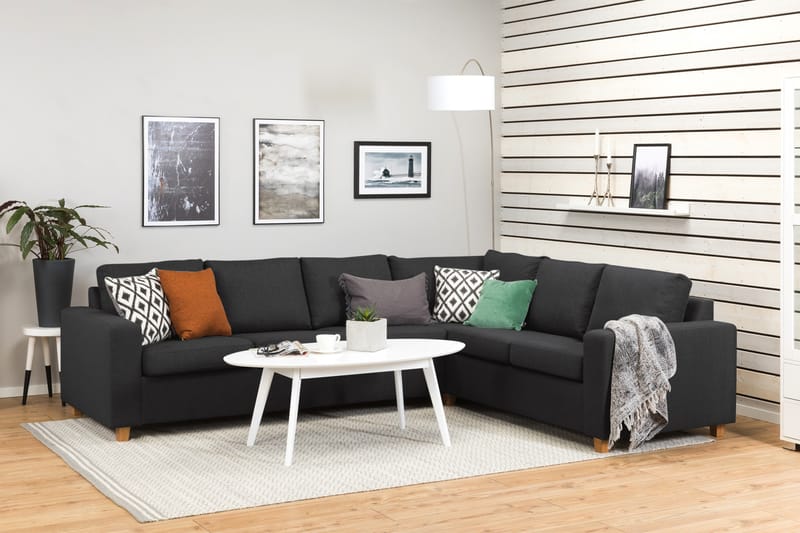 Crazy 5-personers Vendbar L-formet Large Hjørnesofa i Stof - Antracit - Møbler - Sofaer - Hjørnesofa