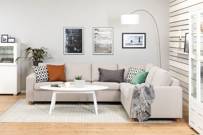 Crazy 5-personers Vendbar L-formet Large Hjørnesofa i Stof - Beige - Møbler - Sofaer - Hjørnesofa