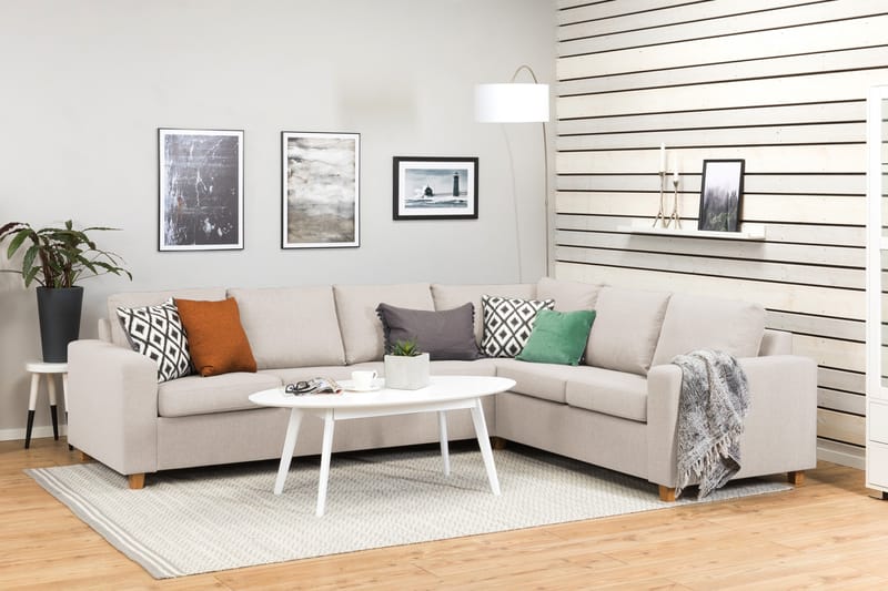 Crazy 5-personers Vendbar L-formet Large Hjørnesofa i Stof - Beige - Møbler - Sofaer - Hjørnesofa