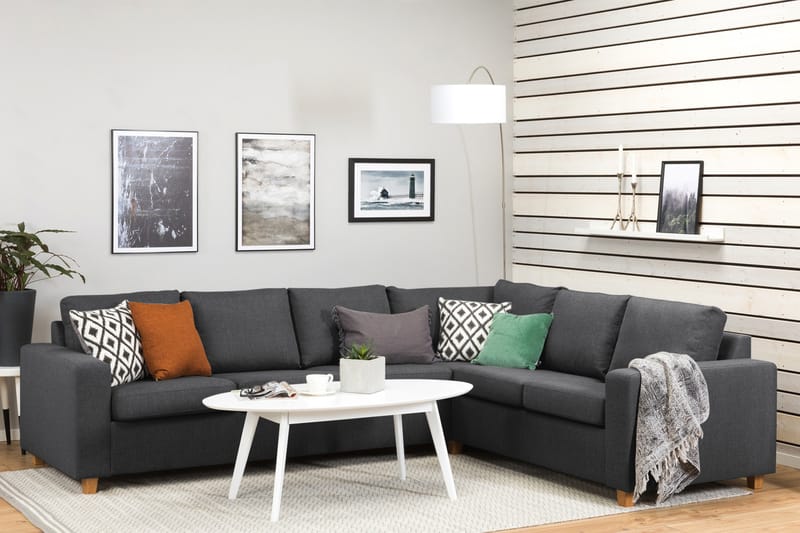 Crazy 5-personers Vendbar L-formet Large Hjørnesofa i Stof - Mørkegrå - Møbler - Sofaer - Hjørnesofa
