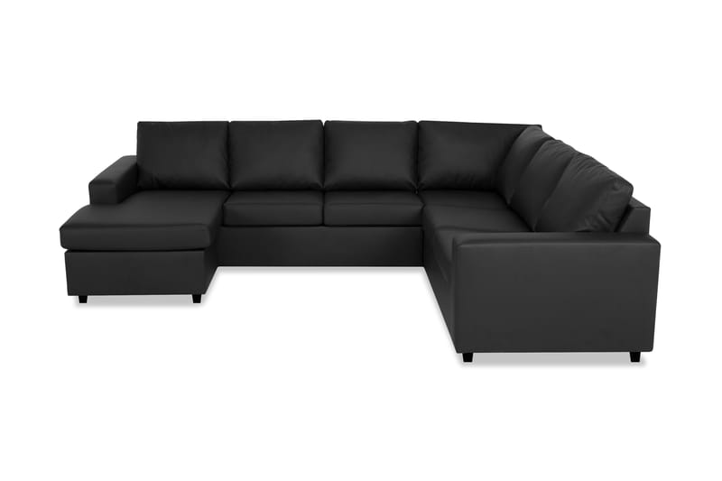 Crazy 5-personers Venstrevendt U-formet Hjørnesofa med Chaiselong i Kunstlæder - Sort - Møbler - Sofaer - Hjørnesofa - Hjørnesofa med chaiselong