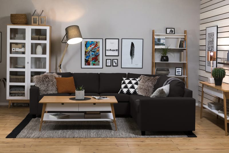 Crazy 5-personers Vendbar L-formet Large Hjørnesofa i Stof - Antracit - Møbler - Sofaer - Hjørnesofa