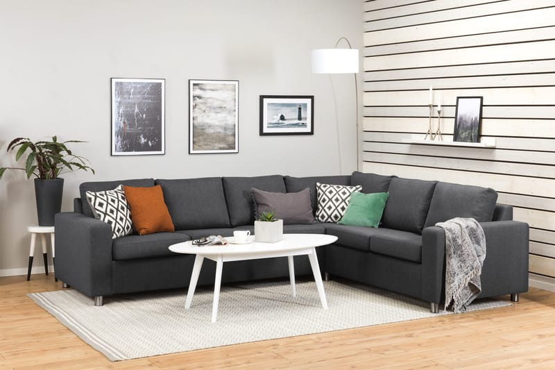 Crazy 5-personers Vendbar L-formet Large Hjørnesofa i Stof - Mørkegrå - Møbler - Sofaer - Hjørnesofa