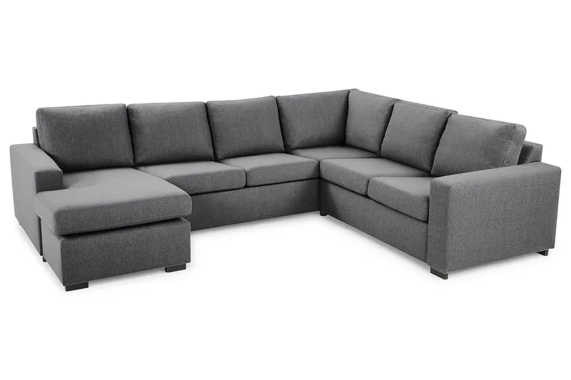 Crazy 5-personers Venstrevendt U-formet Hjørnesofa med Chaiselong i Stof - Mørkegrå - Møbler - Sofaer - Hjørnesofa - Hjørnesofa med chaiselong