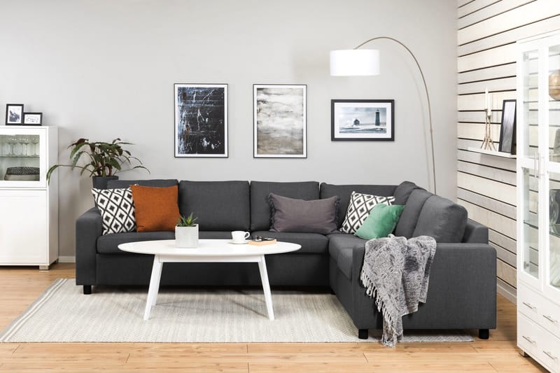 Crazy 5-personers Vendbar L-formet Large Hjørnesofa i Stof - Mørkegrå - Møbler - Sofaer - Hjørnesofa