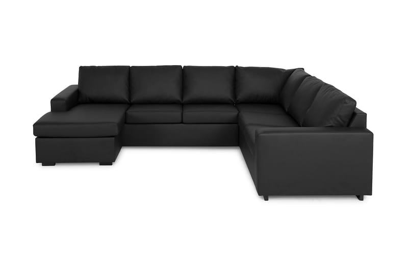 Crazy 5-personers Venstrevendt U-formet Hjørnesofa med Chaiselong i Kunstlæder, Sort