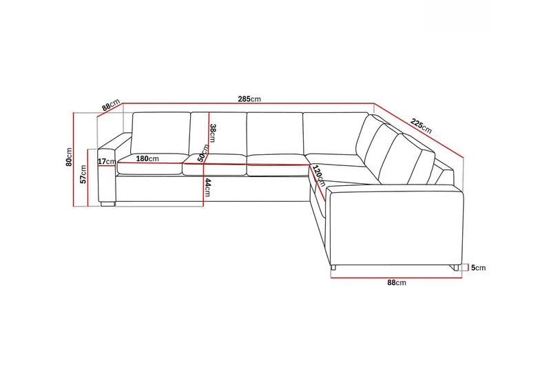 Crazy 5-personers Vendbar L-formet Large Hjørnesofa i Stof - Beige - Møbler - Sofaer - Hjørnesofa