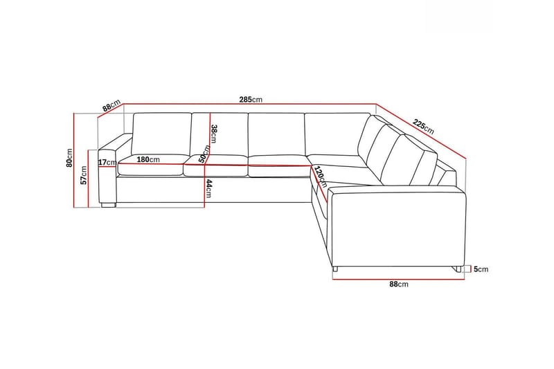 Crazy 5-personers Vendbar L-formet Large Hjørnesofa i Kunstlæder - Sort - Møbler - Sofaer - Sofa med chaiselong