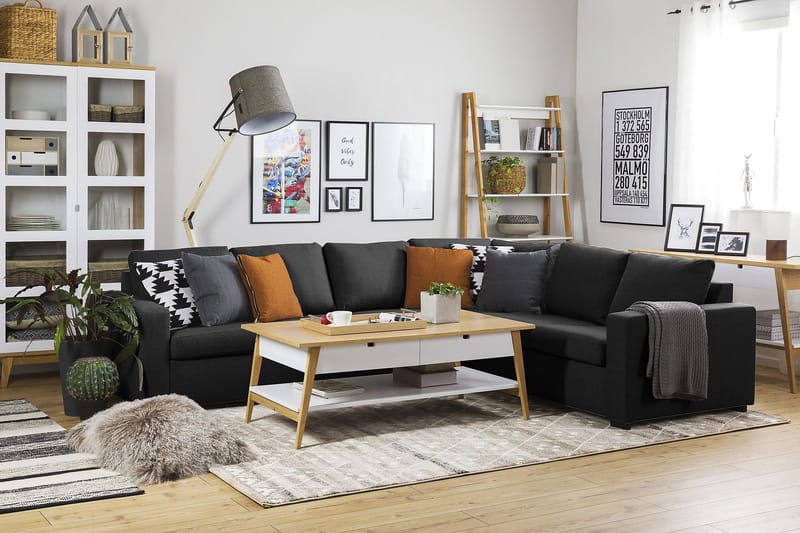 Crazy 5-personers Vendbar L-formet Large Hjørnesofa i Stof - Antracit - Møbler - Sofaer - Hjørnesofa