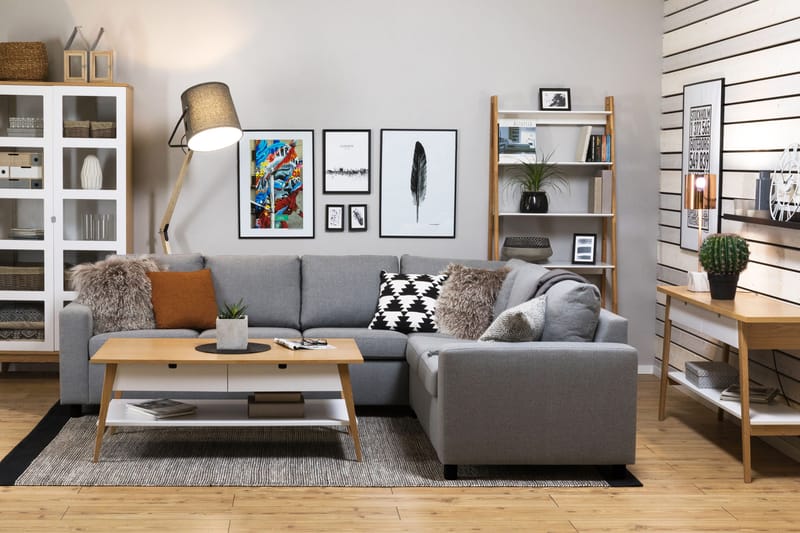 Crazy 5-personers Vendbar L-formet Large Hjørnesofa i Stof - Grå - Møbler - Sofaer - Hjørnesofa