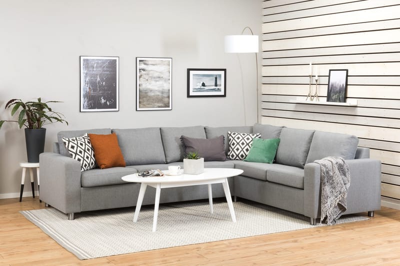 Crazy 5-personers Vendbar L-formet Large Hjørnesofa i Stof - Grå - Møbler - Sofaer - Hjørnesofa