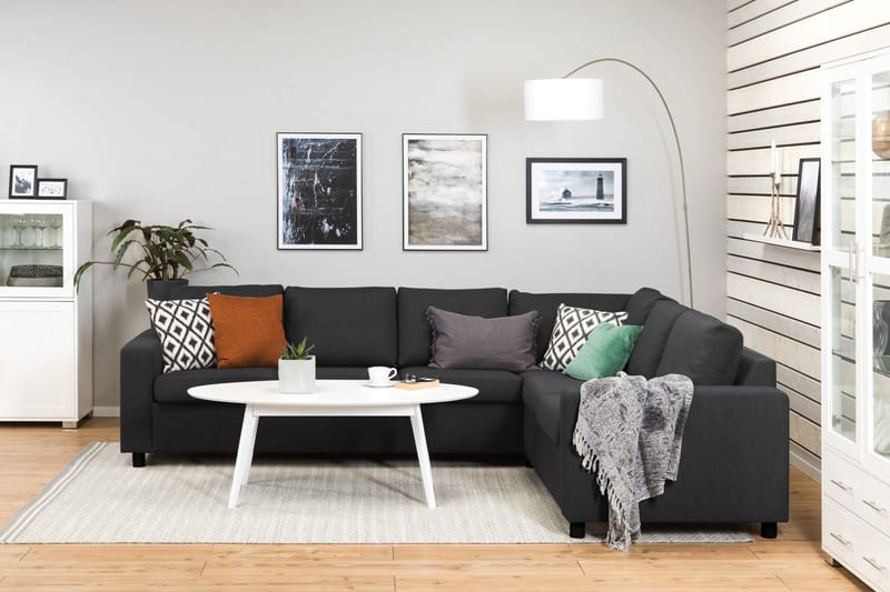 Crazy 5-personers Vendbar L-formet Large Hjørnesofa i Stof - Antracit - Møbler - Sofaer - Hjørnesofa