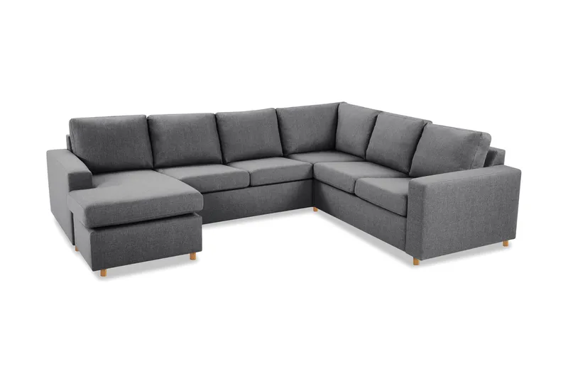 Crazy 5-personers Venstrevendt U-formet Hjørnesofa med Chaiselong i Stof - Mørkegrå - Møbler - Sofaer - Hjørnesofa - Hjørnesofa med chaiselong