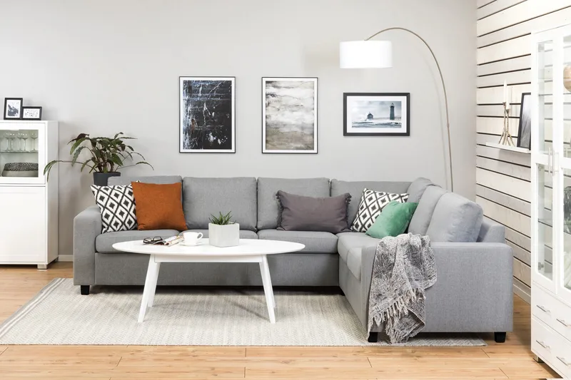 Crazy 5-personers Vendbar L-formet Large Hjørnesofa i Stof - Grå - Møbler - Sofaer - Hjørnesofa