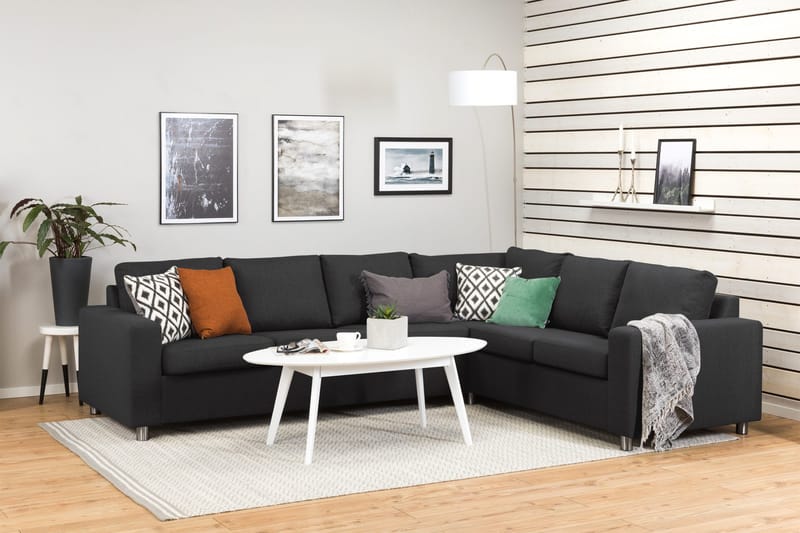 Crazy 5-personers Vendbar L-formet Large Hjørnesofa i Stof - Antracit - Møbler - Sofaer - Hjørnesofa