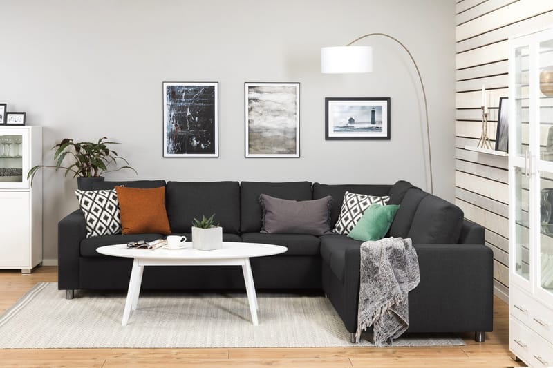 Crazy 5-personers Vendbar L-formet Large Hjørnesofa i Stof - Antracit - Møbler - Sofaer - Hjørnesofa