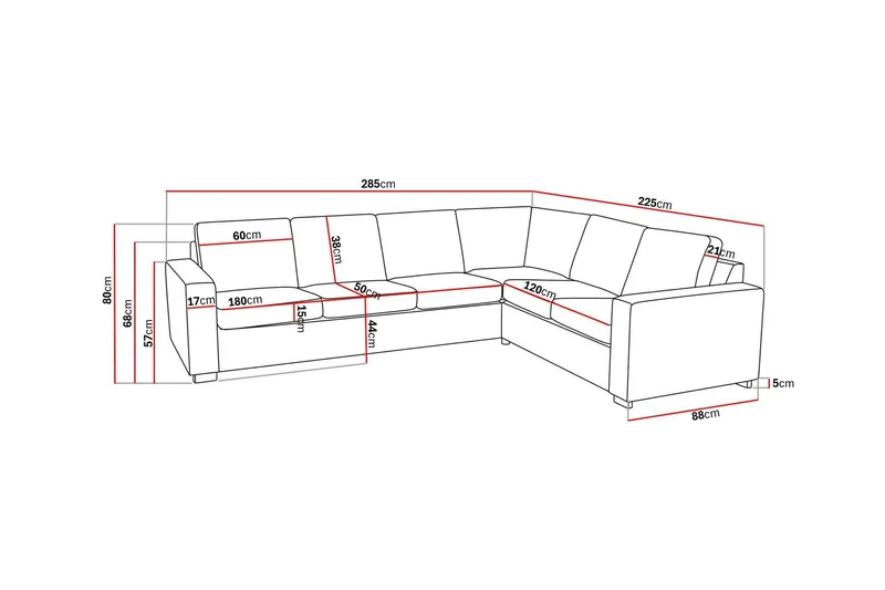 Crazy 5-personers Vendbar L-formet Large Hjørnesofa i Kunstlæder - Sort - Møbler - Sofaer - Sofa med chaiselong