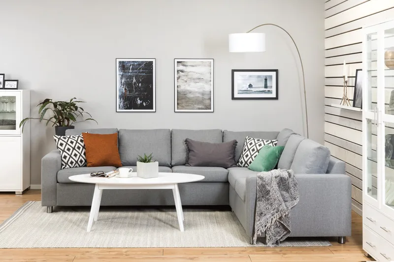 Crazy 5-personers Vendbar L-formet Large Hjørnesofa i Stof - Grå - Møbler - Sofaer - Hjørnesofa