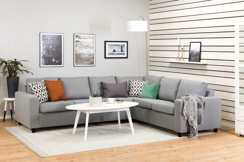 Crazy 5-personers Vendbar L-formet Large Hjørnesofa i Stof - Grå - Møbler - Sofaer - Hjørnesofa