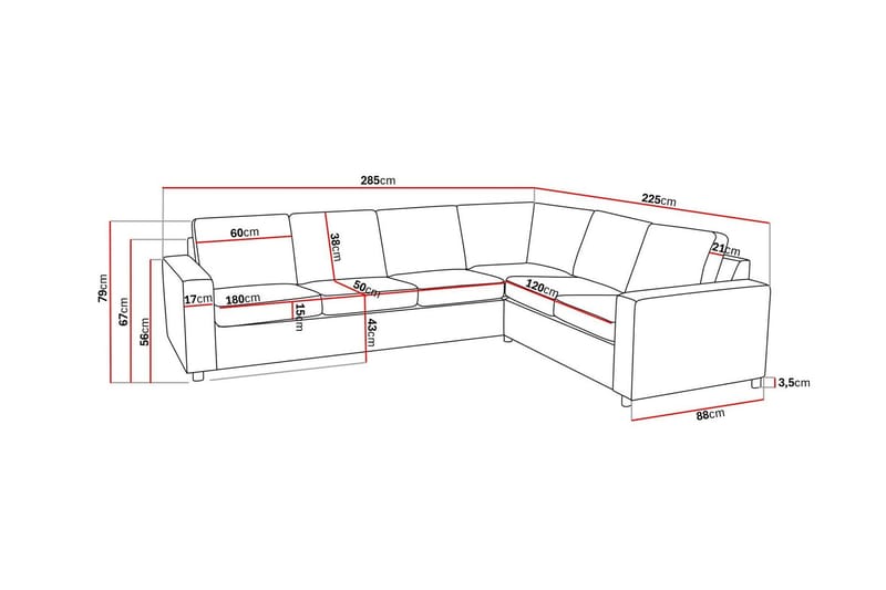 Crazy 5-personers Vendbar L-formet Large Hjørnesofa i Stof - Antracit - Møbler - Sofaer - Hjørnesofa