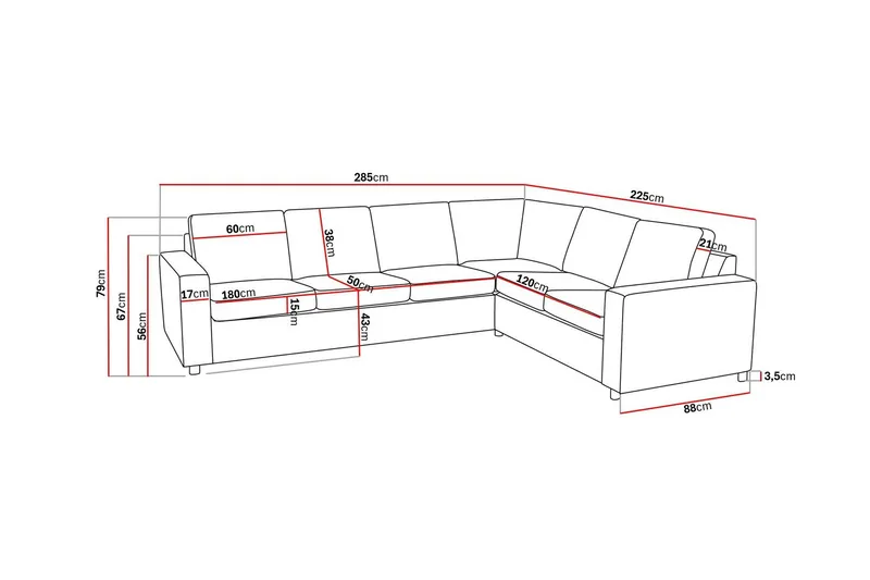 Crazy 5-personers Vendbar L-formet Large Hjørnesofa i Stof - Antracit - Møbler - Sofaer - Hjørnesofa