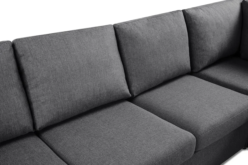 Crazy 5-personers Venstrevendt U-formet Hjørnesofa med Chaiselong i Stof - Mørkegrå - Møbler - Sofaer - Hjørnesofa - Hjørnesofa med chaiselong