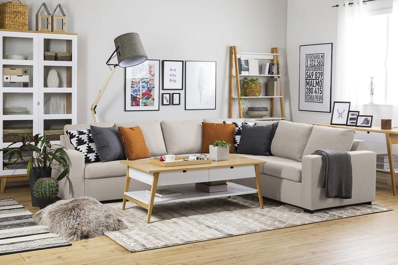 Crazy 5-personers Vendbar L-formet Large Hjørnesofa i Stof - Beige - Møbler - Sofaer - Hjørnesofa