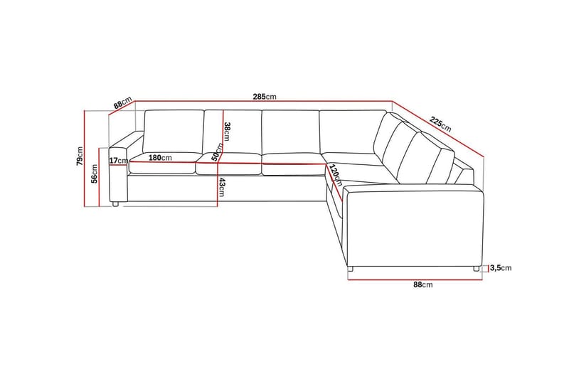 Crazy 5-personers Vendbar L-formet Large Hjørnesofa i Stof - Antracit - Møbler - Sofaer - Hjørnesofa