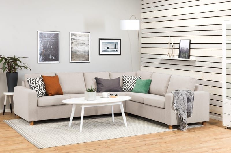 Crazy 5-personers Vendbar L-formet Large Hjørnesofa i Stof - Beige - Møbler - Sofaer - Hjørnesofa