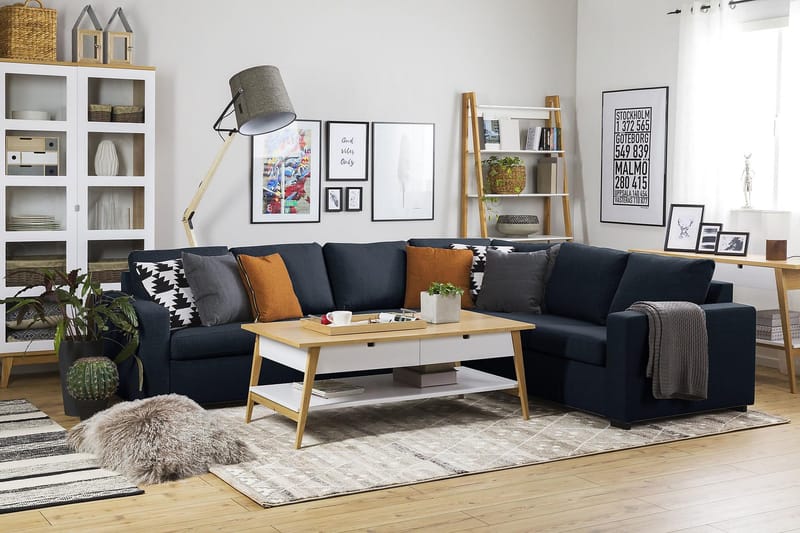 Crazy 5-personers Vendbar L-formet Large Hjørnesofa i Stof - Blå - Møbler - Sofaer - Hjørnesofa