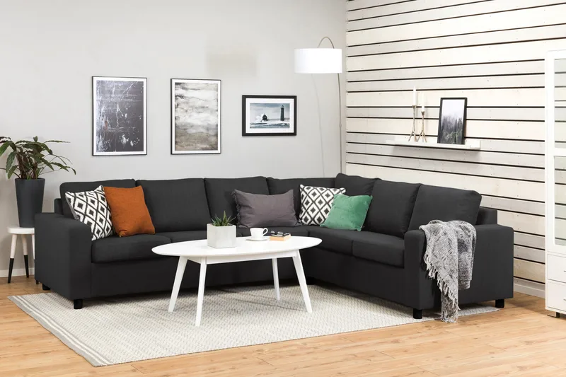 Crazy 5-personers Vendbar L-formet Large Hjørnesofa i Stof - Antracit - Møbler - Sofaer - Hjørnesofa