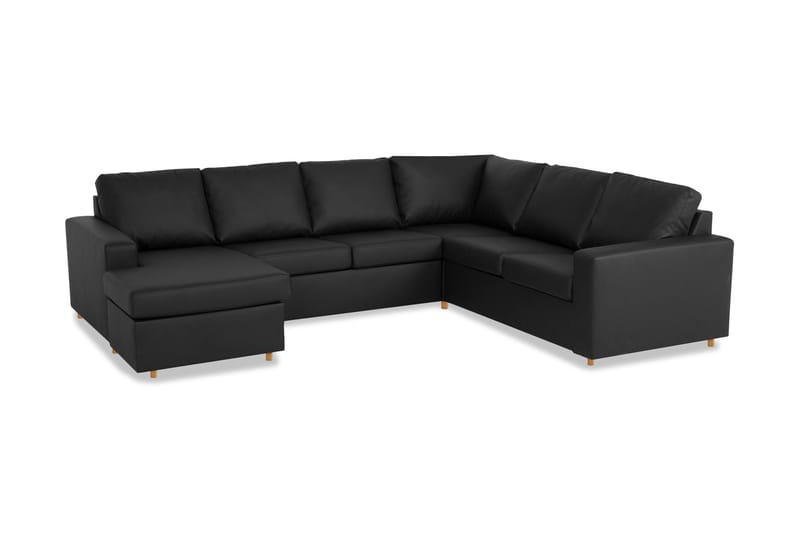 Crazy 5-personers Venstrevendt U-formet Hjørnesofa med Chaiselong i Kunstlæder - Sort - Møbler - Sofaer - Hjørnesofa - Hjørnesofa med chaiselong
