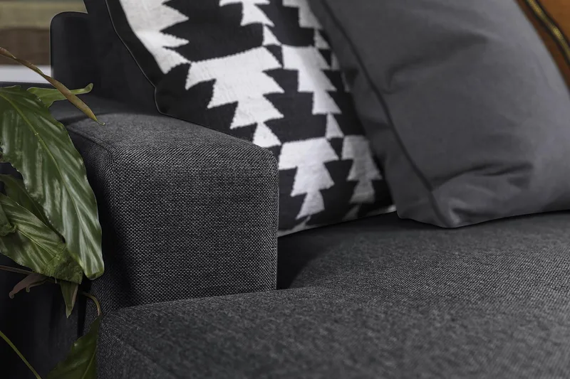 Crazy 5-personers Venstrevendt U-formet Hjørnesofa med Chaiselong i Stof - Mørkegrå - Møbler - Sofaer - Hjørnesofa - Hjørnesofa med chaiselong