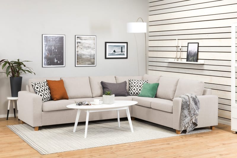 Crazy 5-personers Vendbar L-formet Large Hjørnesofa i Stof - Beige - Møbler - Sofaer - Hjørnesofa