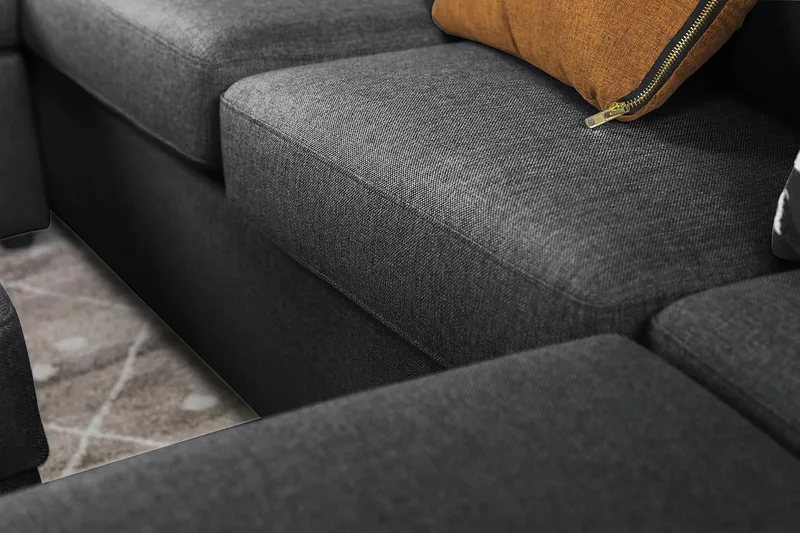 Crazy 5-personers Venstrevendt U-formet Hjørnesofa med Chaiselong i Stof - Mørkegrå - Møbler - Sofaer - Hjørnesofa - Hjørnesofa med chaiselong