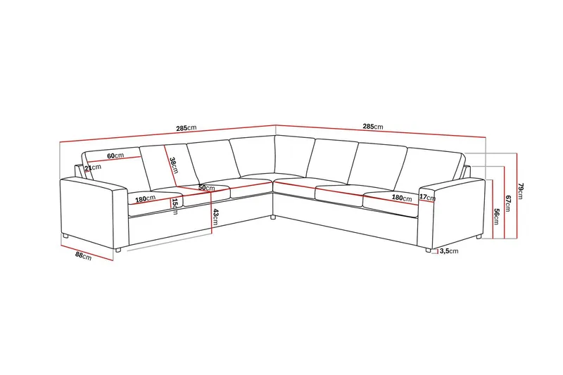 Crazy 6-personers Vendbar L-formet X-Large Hjørnesofa i Stof - Antracit - Møbler - Sofaer - Hjørnesofa