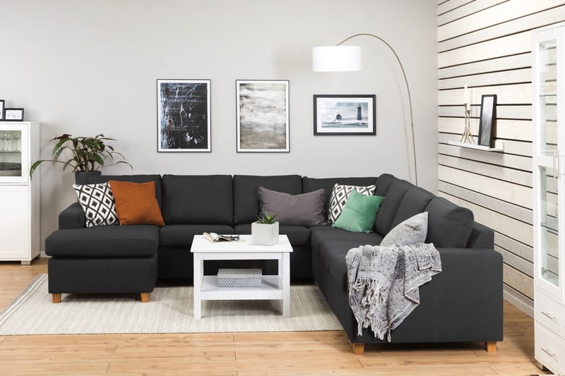 Crazy 6-personers Venstrevendt U-formet Large Hjørnesofa med Chaiselong i Stof - Antracit - Møbler - Sofaer - Hjørnesofa - Hjørnesofa med chaiselong