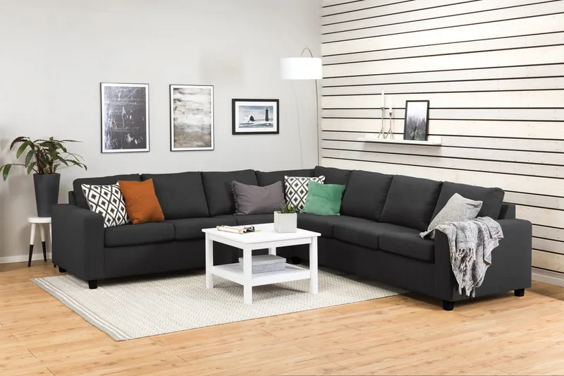 Crazy 6-personers Vendbar L-formet X-Large Hjørnesofa i Stof - Antracit - Møbler - Sofaer - Hjørnesofa