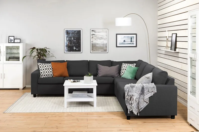 Crazy 6-personers Vendbar L-formet X-Large Hjørnesofa i Stof - Antracit - Møbler - Sofaer - Hjørnesofa