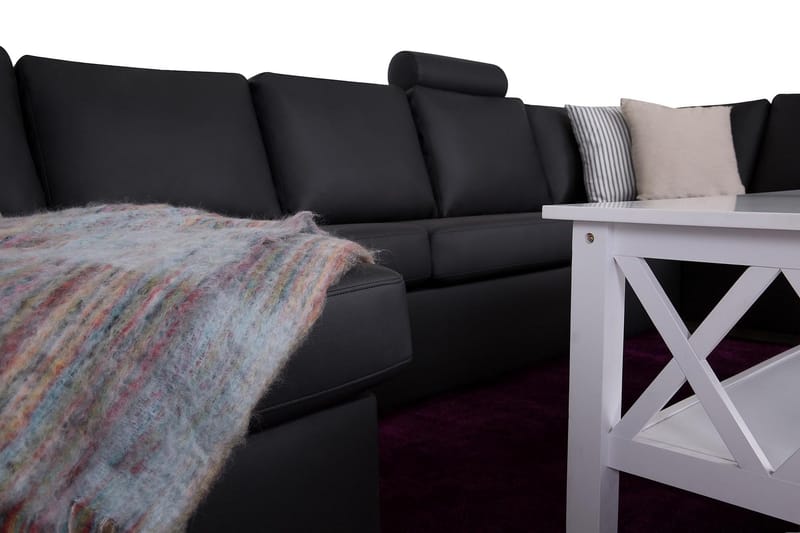 Crazy 6-personers Venstrevendt U-formet X-Large Hjørnesofa med Chaiselong i Kunstlæder - Sort - Møbler - Sofaer - Hjørnesofa - Hjørnesofa med chaiselong