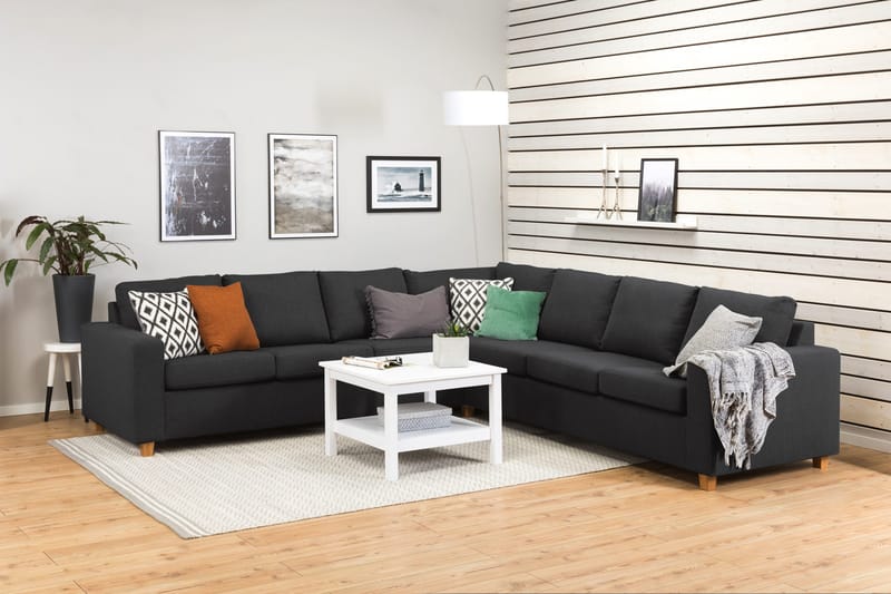 Crazy 6-personers Vendbar L-formet X-Large Hjørnesofa i Stof - Antracit - Møbler - Sofaer - Hjørnesofa