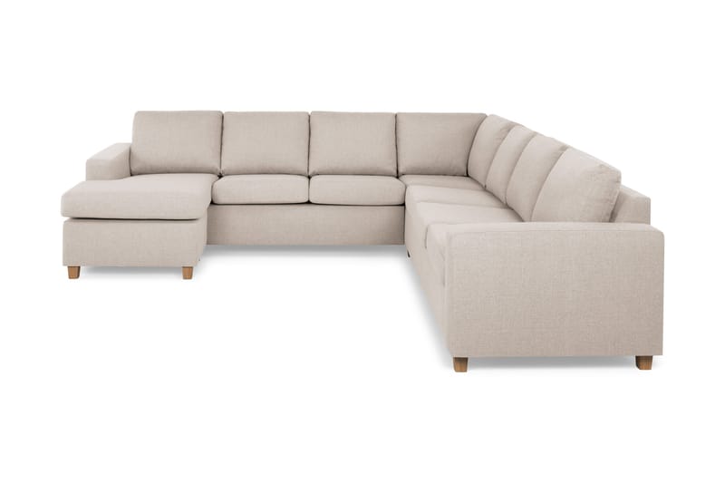 Crazy 6-personers Venstrevendt U-formet Large Hjørnesofa med Chaiselong i Stof, Beige