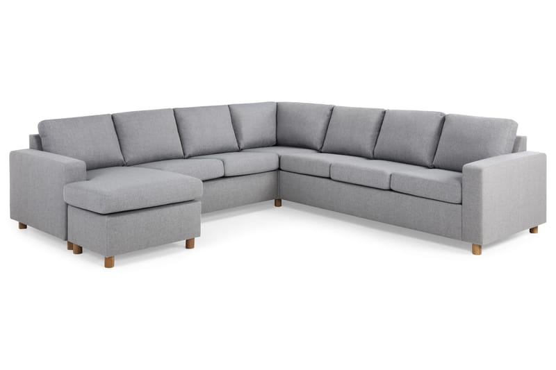 Crazy 6-personers Venstrevendt U-formet Large Hjørnesofa med Chaiselong i Stof - Grå - Møbler - Sofaer - Hjørnesofa - Hjørnesofa med chaiselong
